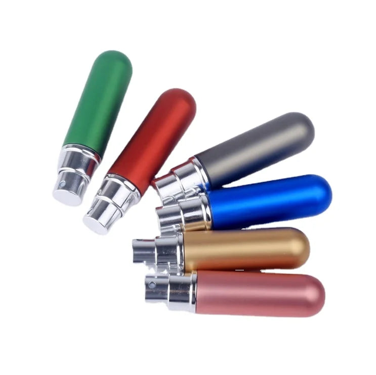 New 5ml Portable Mini Refillable Perfume Bottle with Pump Sprayer Aluminum & Glass Round Cosmetic Spray Atomizer Bottle