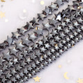 AsVrai U AAA+ Natural Stone Beads Radian Face Pentagram Hematite Spacer Loose Beads for Jewelry Making Diy Bracelet Accessories