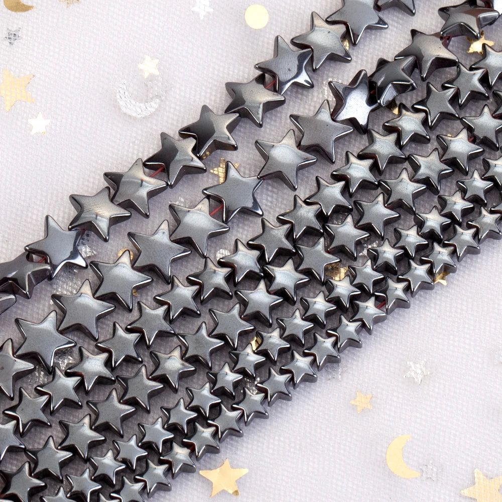 AsVrai U AAA+ Natural Stone Beads Radian Face Pentagram Hematite Spacer Loose Beads for Jewelry Making Diy Bracelet Accessories