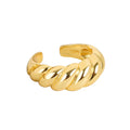 Daidan Gold Plated Ring Adjustable Trendy Twist Croissant Sterling Silver Dome Ring