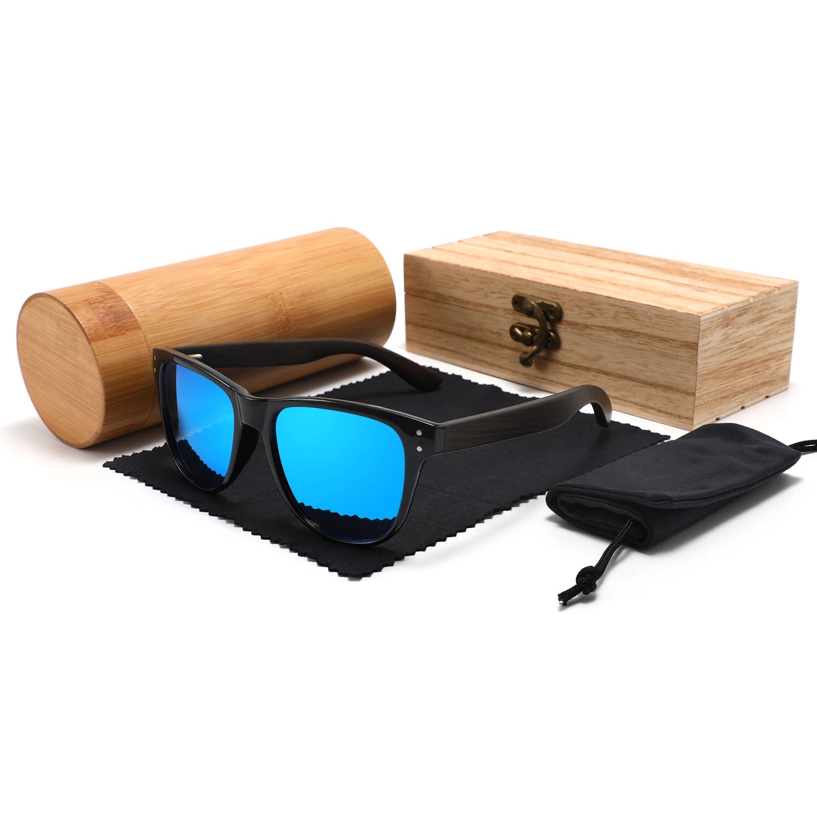 Custom Fashion Bamboo Shades Men Women UV400 Laser Logo Sun Glasses Wooden Sunglasses