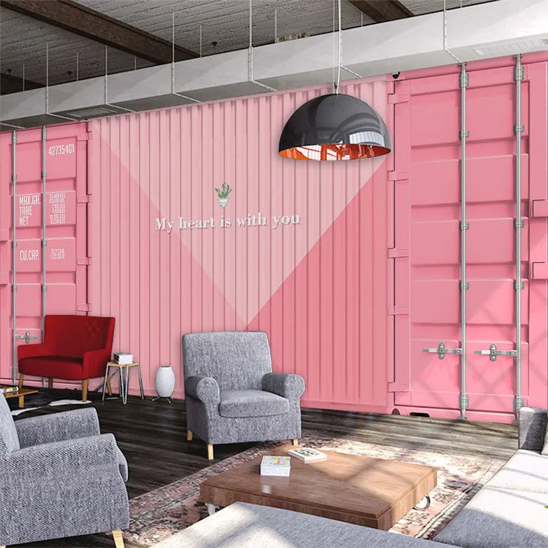 Industrial Style Iron Container Wallpaper Office Ins Internet Celebrity Photo Milk Tea Shop Trendy Brand Wallpaper Wall Covering