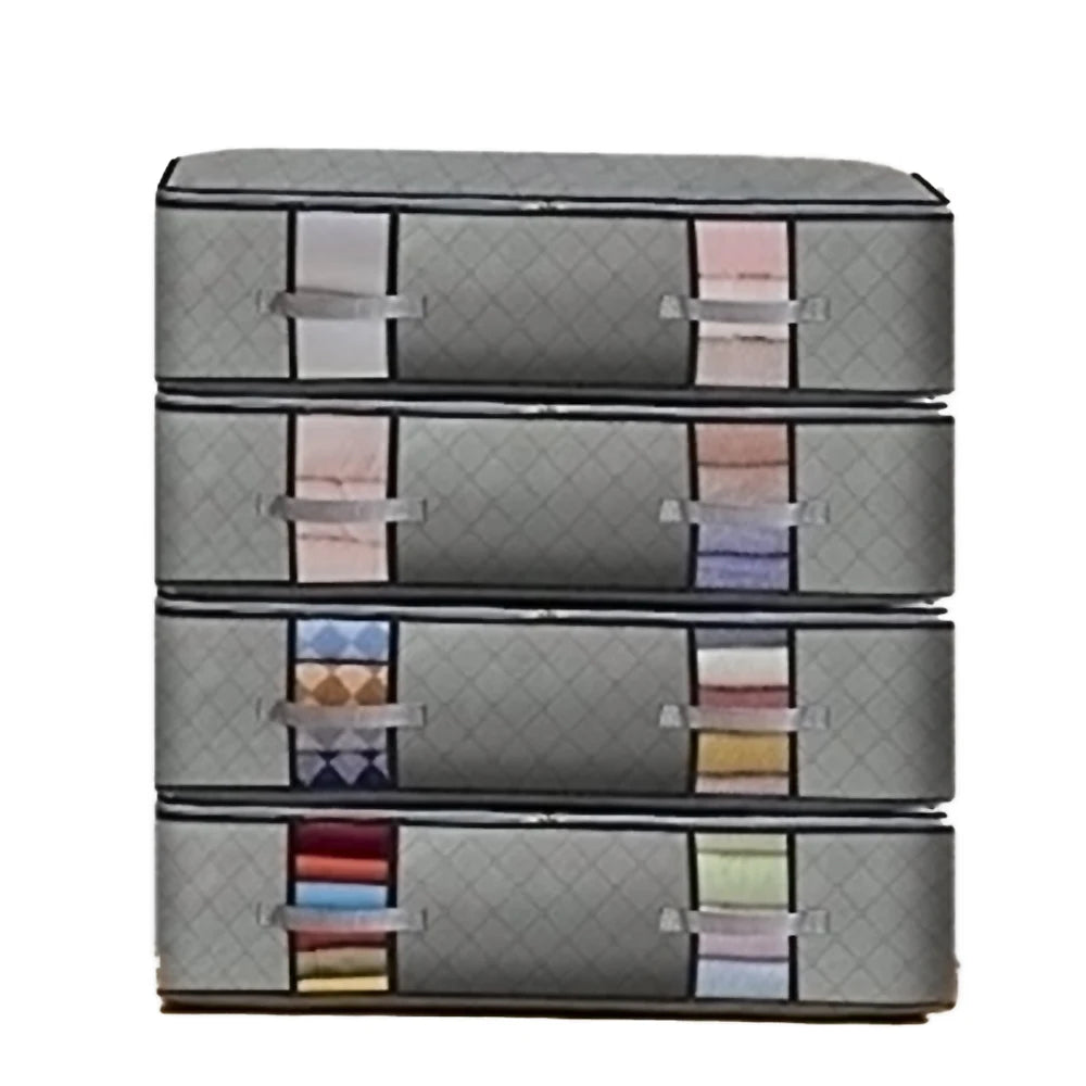 Extra-Large Foldable Clear Window Under Bed Quilt Blankets Comforters Storage Bins Cloth Storage Bags with Strong Handle