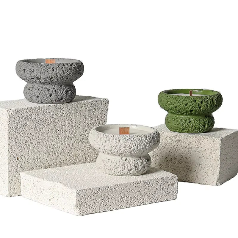 Custom Frosted Candle Vessels Mushroom Shape Cement Candle Container Home Decoration Christmas Colored Concrete Candle Jar