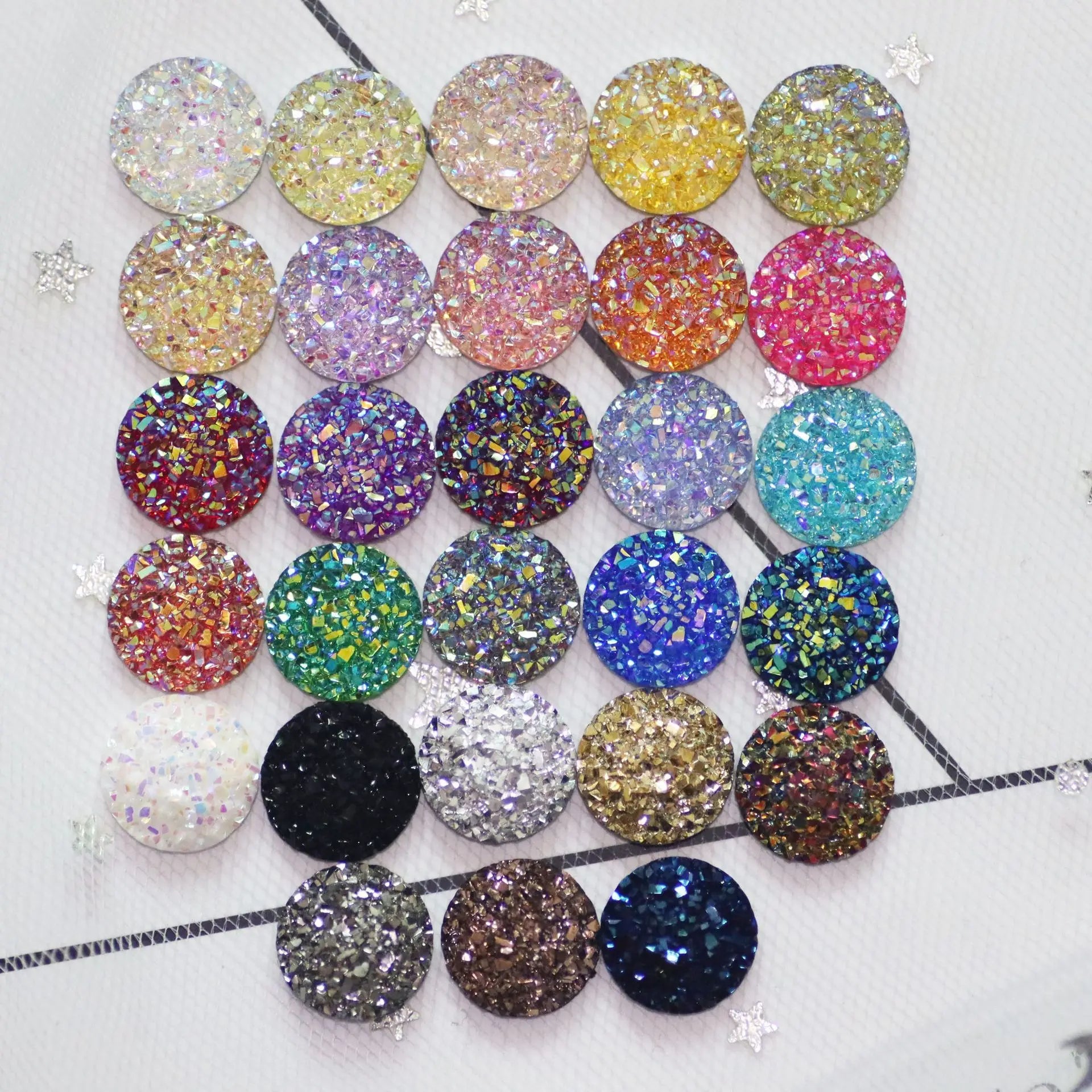 DIY Colorful Acrylic Diamonds Sew on Flatback Plastic Round Resin Drill for Garment Photo Frame