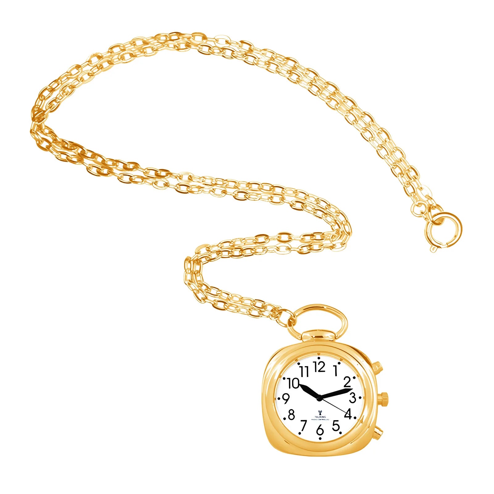 Real Human Voice English/German/French Pendant Atomic Talking Watch With Date for Visually Impaired and Old People