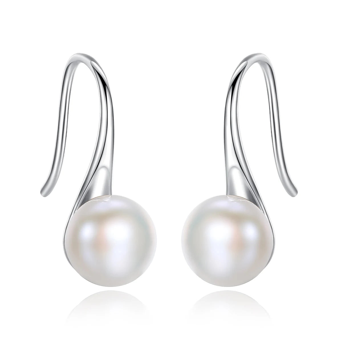 CZCITY Korean Style Freshwater Pearl S925 Sterling Sliver Ladies Hook Earrings
