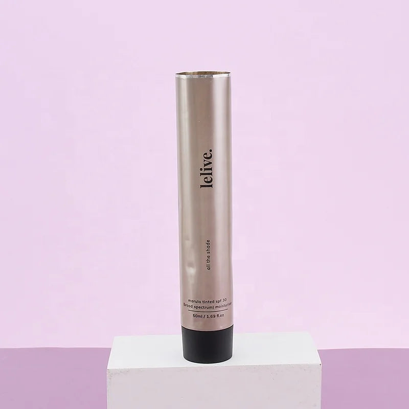 50ml 1.69oz Matte Golden Metal Aluminum Tube for Facial Cleanser Hand Gel Serum