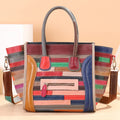 Women's Multicolor Genuine Leather Hobo Shoulder Purse Handbag Large Capacity Crossbody Women's Shoulder Bag Tote Handbag