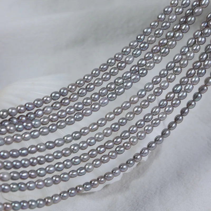 3.5-4mm Strong Light Irradiated Gray Millet Beads Natural Freshwater Pearls Advanced Sensitive Beads DIY Materials