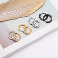 Trendy Stainless Steel Small round Hoop Earrings Simple Plain Circle Design with Gold Plating for Women's Party Outfits Gifts