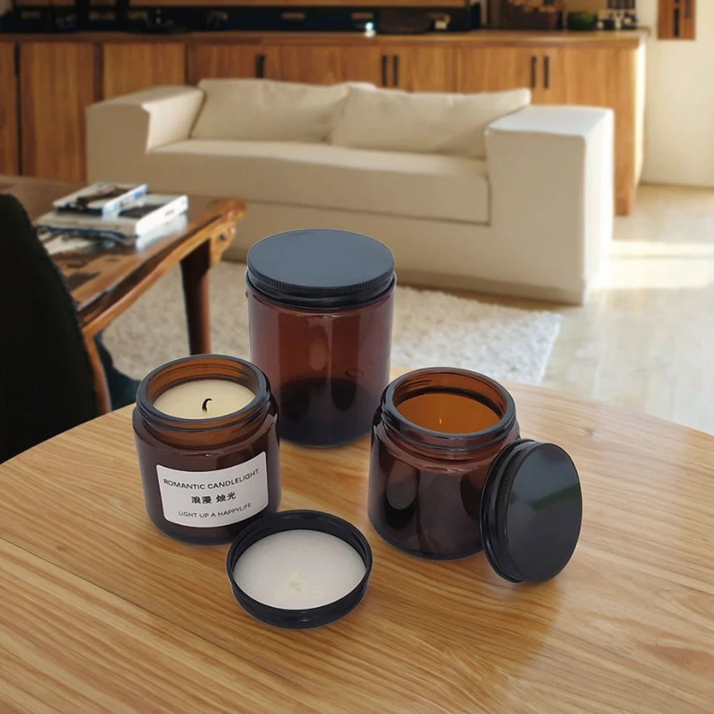 Hot Sale Amber Glass Candle Jar 10g 20g 30g 50g 60g 100g 120g Cosmetics Glass Jar Package
