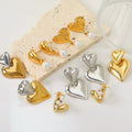 New Design Stainless Steel Heart Stud Earrings Jewelry Custom Laser Engraving Earrings 18K Gold Plated Heart Pearl Earrings
