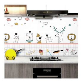 Peel and Stick 3D Cartoon Animal Vinyl Wallpaper Waterproof Self Adhesive Wallpaper Sticker for Kitchen Cabinet