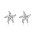 ED1811 Summer Beach Ocean Fine Jewelry Designer Zircon 925 Sterling Silver Delicate Minimal Starfish Stud Earrings for Women