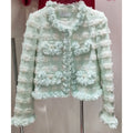 Light Luxury Flower Edge Woolen Coat Women's Autumn Celebrity Heavy Work Single Breasted Short Suit Top