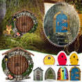 Pafu Mini Fairy Gnome Door Christmas Tree Garden Decoration for Girls Yard Art Lawn Wooden Ornament for Tooth Box