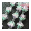 Wholesale 6cm 3D Multi-color Chiffon Flower Lace Trimming Fabric for Clothing Dancing Bridal Dress XF18 12 Flowers/yard