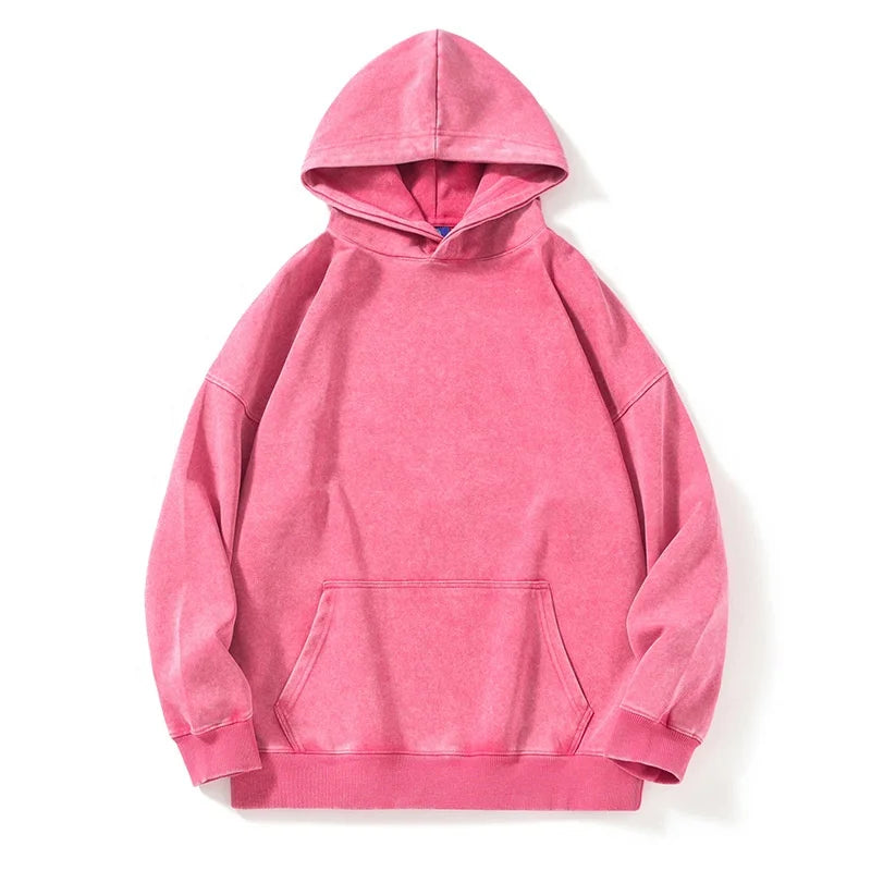 2025 Wholesale Sun Faded Hoodie Spring Fall 330gsm Hoodie Quality No String Men Vintage Acid Wash pink Hoodies