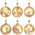 Wooden Hollow Fretwork Laser Cutting Wood Carving Ornaments Wood Slice Gift Tags Pendant Circle Christmas Hanging