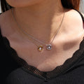 Personality Irregular Circle Pendant Necklace for Female Stainless Steel Round Charm Zircon Heart Necklace Jewelry