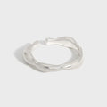 Korean Vintage Style Irregular S925 Sterling Silver Matte Texture Adjustable Ring for Women