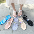 Summer Multicolor Diamond Jelly Sandals Fashion Leisure Outdoor PVC Beach Shoes Women's Crystal Flat Shoes slippers