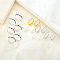 YILUN Colorful Cubic Zirconia Stones Silver Hoop Earrings 925 Sterling for Everyday Wea
