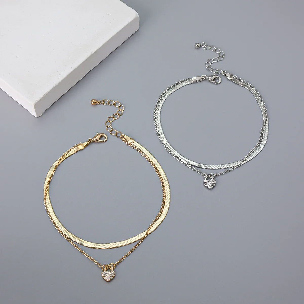 Hot Selling European American Style Full Diamond Pendant Link Chain Geometric Cross-Border Fashion Couples Made Brass Platinum