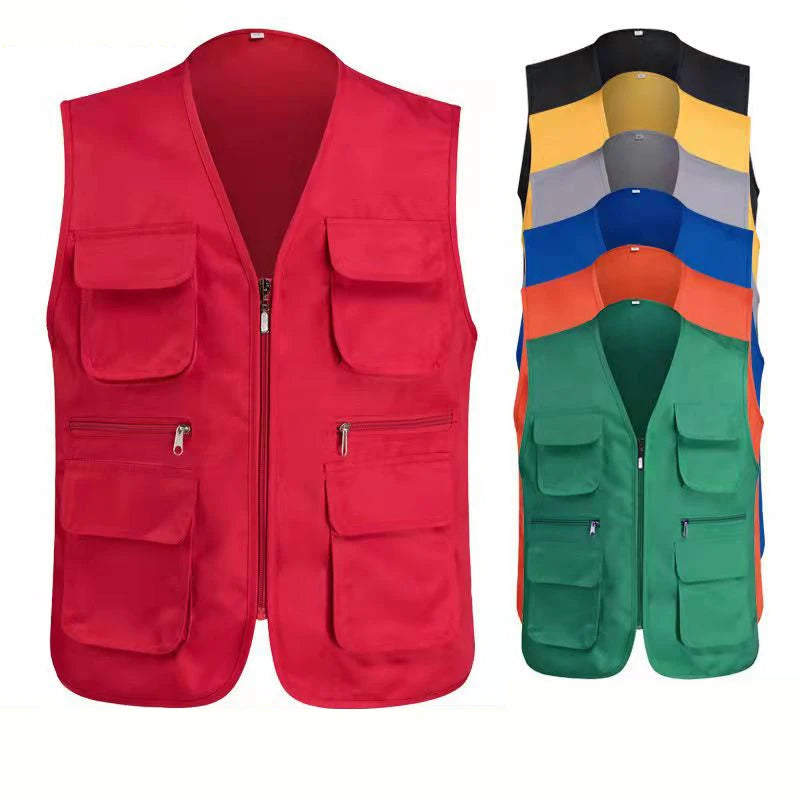 Cheap Wholesale Multi Pocket logo Print Advertising  Fishing Vest