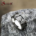 SS8-713R Steel Soldier Stainless Steel Viking  Valknut Ring Round Bands Ring Totem Rings for Men Women Fashion Jewelry