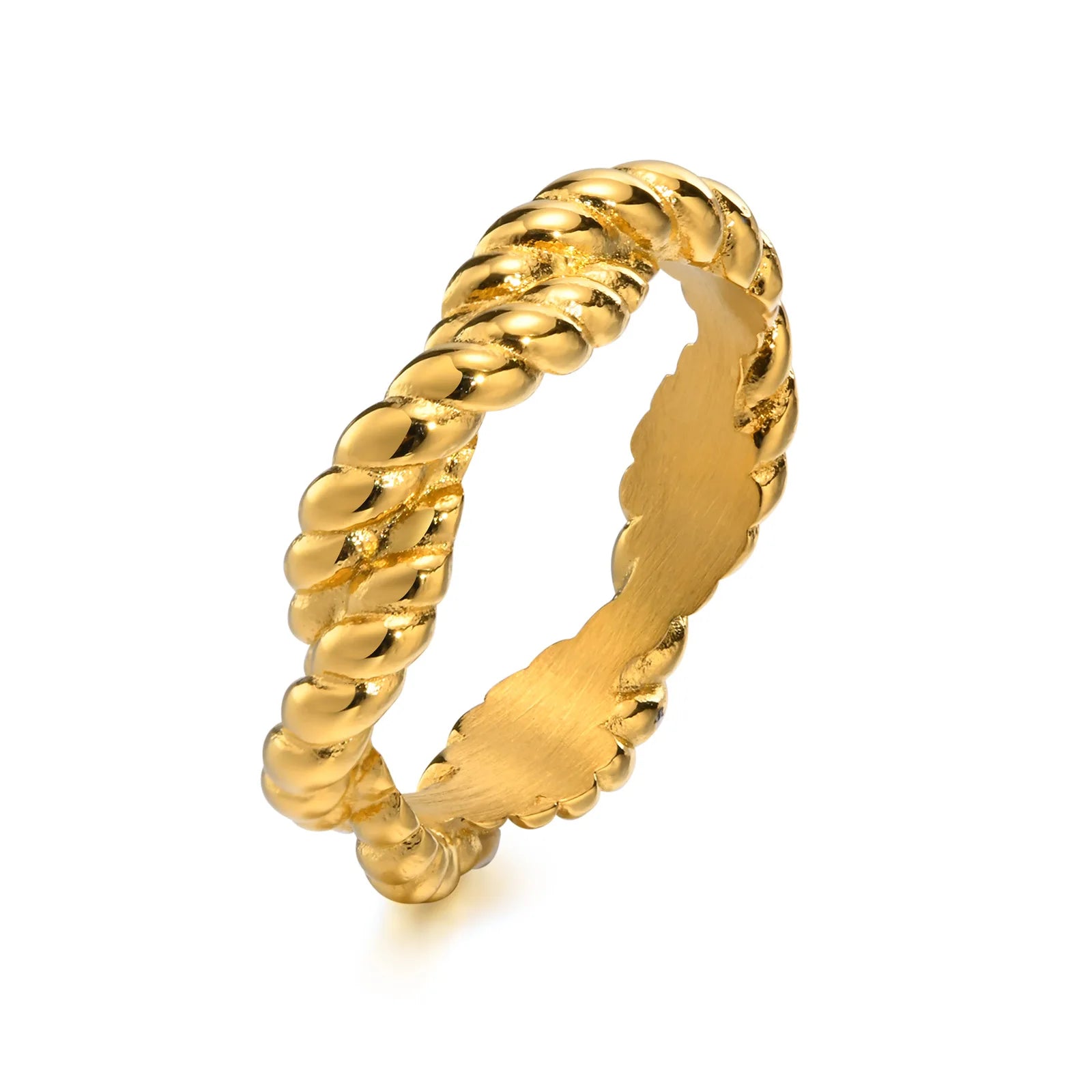 Wholesale 18k Gold Stainless Steel Rings Fine Jewelry-Celtic Design Promise and Princess Stackable Women's Men's Fingers Ring