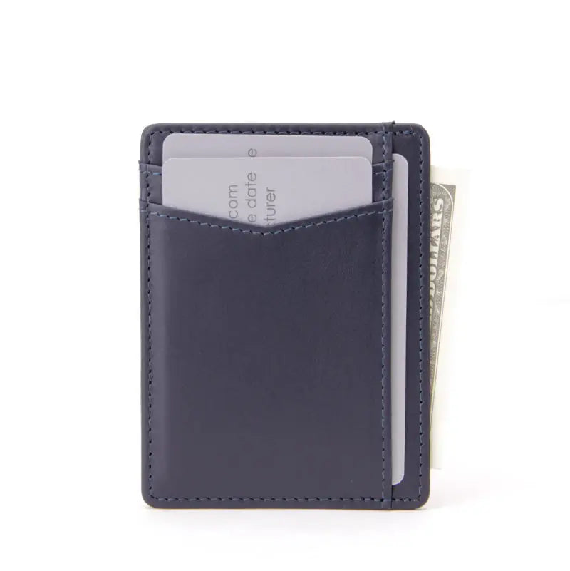 Personalized Handmade Custom Logo RFID Minimalist Genuine Leather ID Credit Card Holder Slim Wallet Business Card Wallet