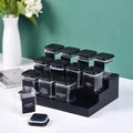 Wholesale Bamboo 3 Tier Step Shelf Countertop Black Spice Rack Storage Organizer with 12 Jars Set for Cabinets Kitchen