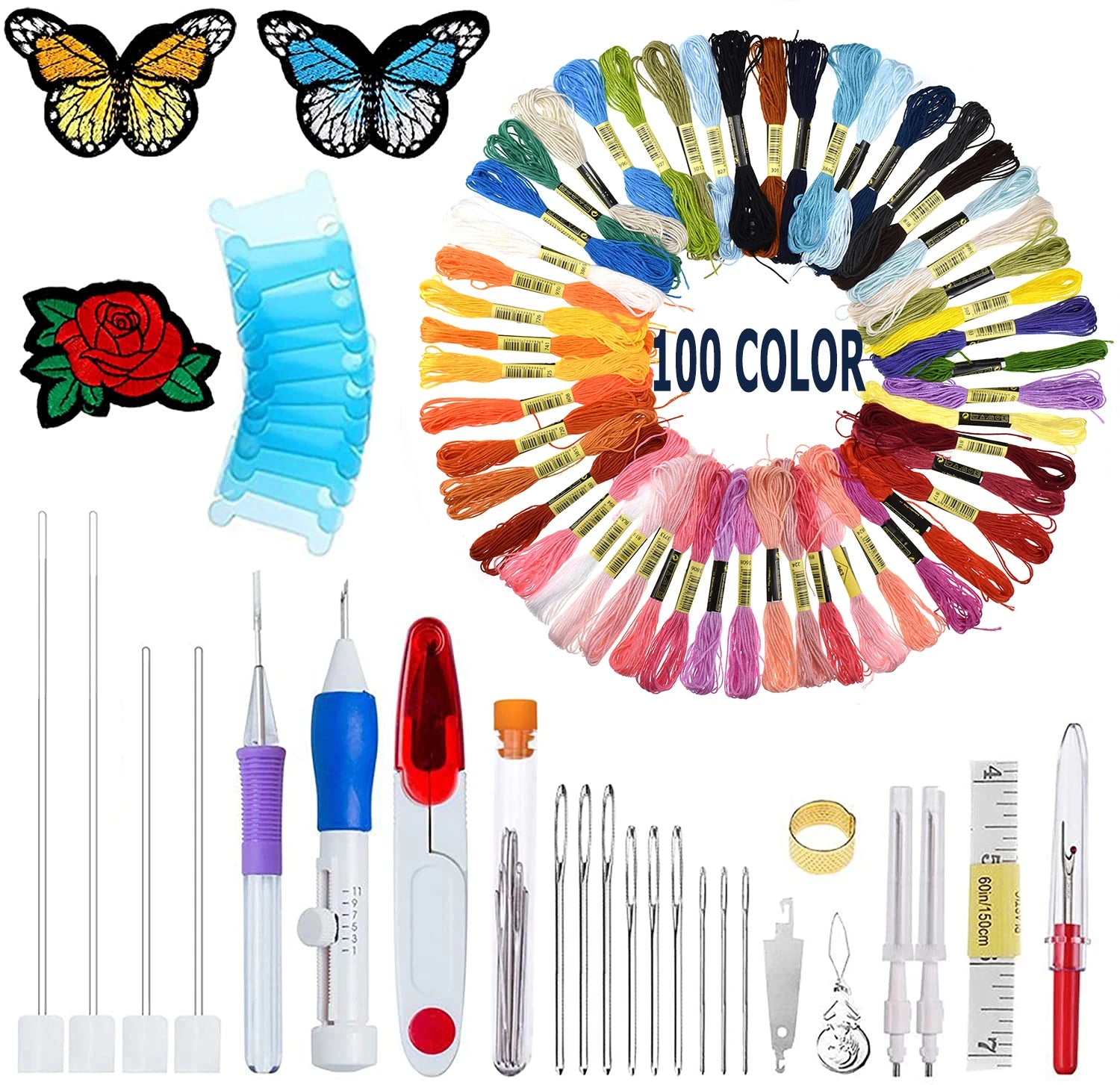 Looen Wholesale DIY Craft Tool Set 136 Pcs Punch Needle Embroidery Kit Fashion Plastic Punch Needle Embroidery Patterns