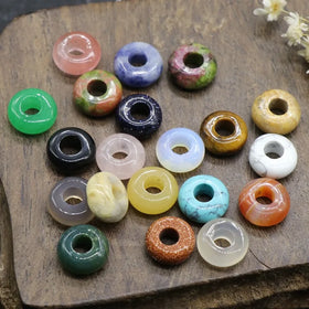 Wholesale 8*14mm Natural Gemstone Crystal Circle Large Hole Beads for Bracelet Necklace Earrings Jewelry Diy