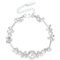 Original Design White Silver Color Bead Size Bright White Round Pearl Bead Bracelet Women Jewelry Factory Wholesale