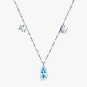 925 Sterling Silver Fashion Fine Jewelry Signs of Zodiac Aquarius Symbol Brand Charms Pendant Link Chain Necklace