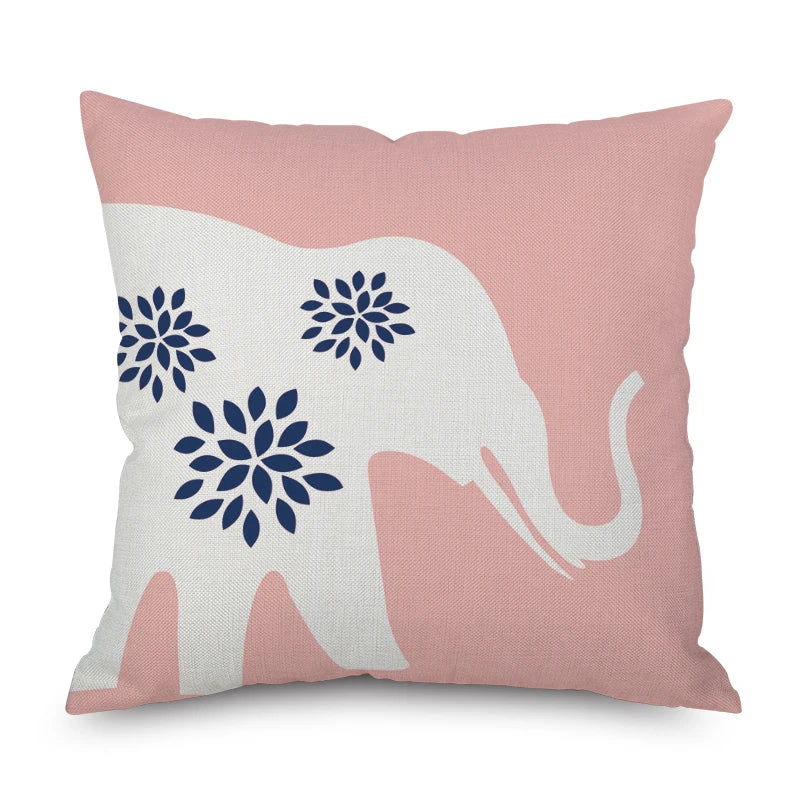 Pink and White Pillowcase 45cmX45cm Square Sofa Pillow Cover Simple Home Style Cushion Cover