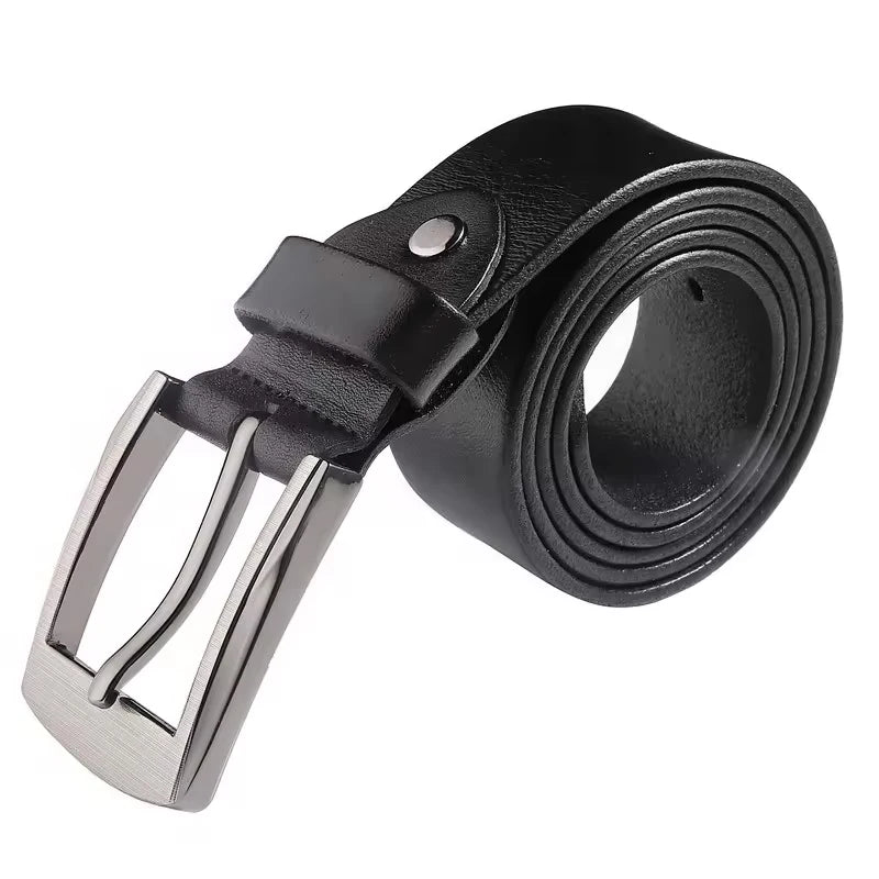 Black Brown Men's Fashion Alloy Pin Buckle Full Grain Cowhide Leather Belt 3.8CM Width