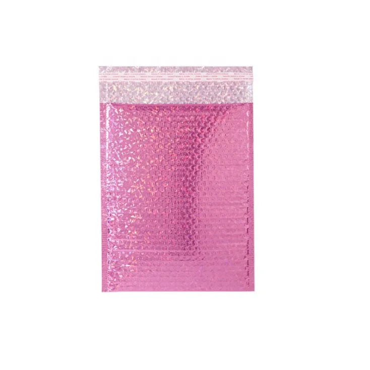 15*20cm+4cm Customized Holographic Laser Poly Bubble Waterproof Durable Lightweight Protective Mailing Shipping Package Bag