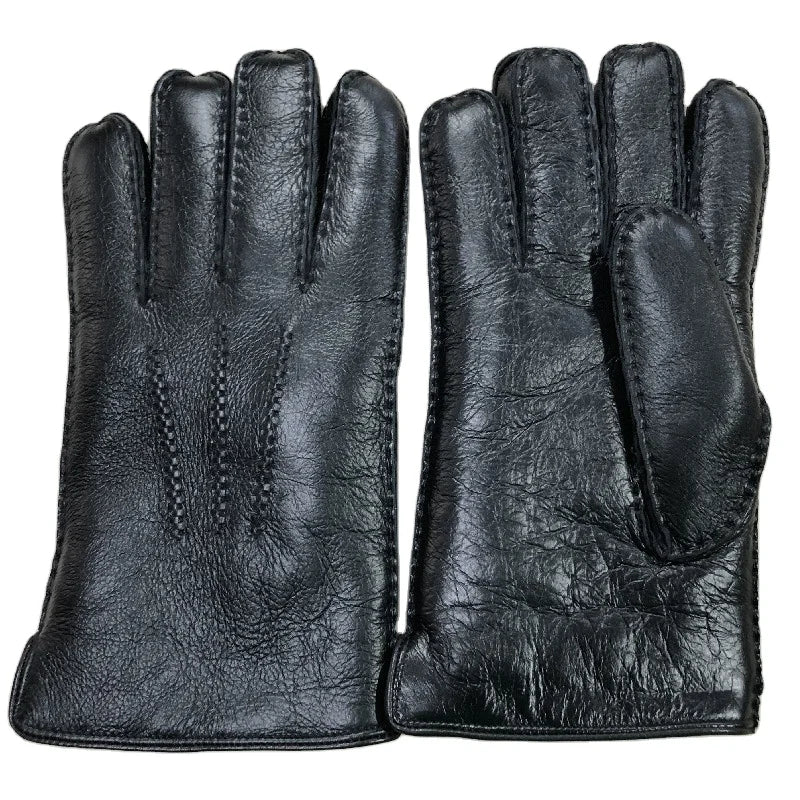 Sample Support 2026 Factory Wholesale Leather Warm Soft Fur Men Lambskin Winter Gloves