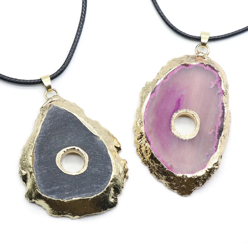 Huiying Chinese Pendants for Jewelry Making Manufacturer Natural Wholesale Quartz Clusters Stone Agate Gem Geode Slices Pendants Jewelry