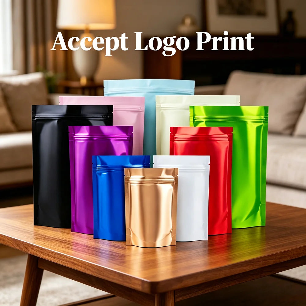 Custom Logo Resealable Matte Doypack Mylar Ziplock Bags Food Package Aluminum Foil Stand up Pouch Wholesale Packaging Bags