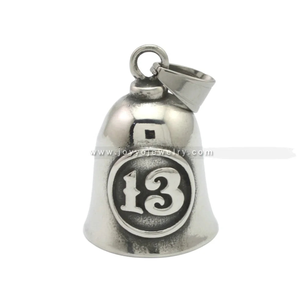 Number 13 Biker Bell Pendant Stainless Steel  Motorcycle Rider Bell Pendant Biker Ally Jewelry