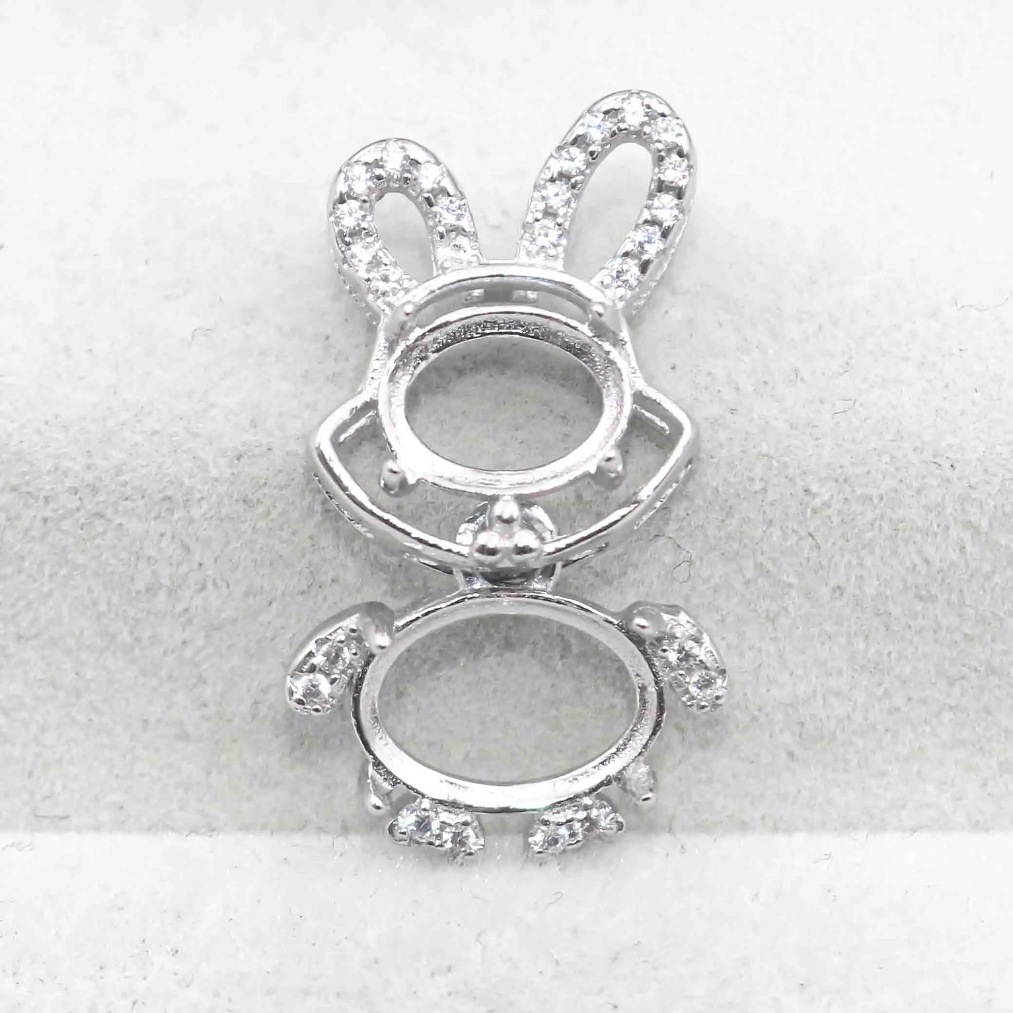 Sterling Silver 6*8+7*10mm Semi Mount Pendant Empty Frame Blank Support Setting S925 Base Without Center Stone for DIY Inlay
