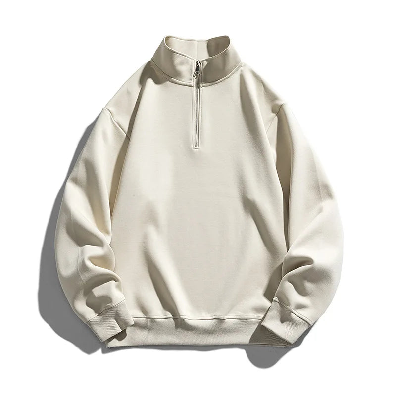 Fengway Custom Solid Half Zip Cotton Eco-Friendly Regular Fit Men's Turtleneck Sweatshirt Spring Streetwear Pullover