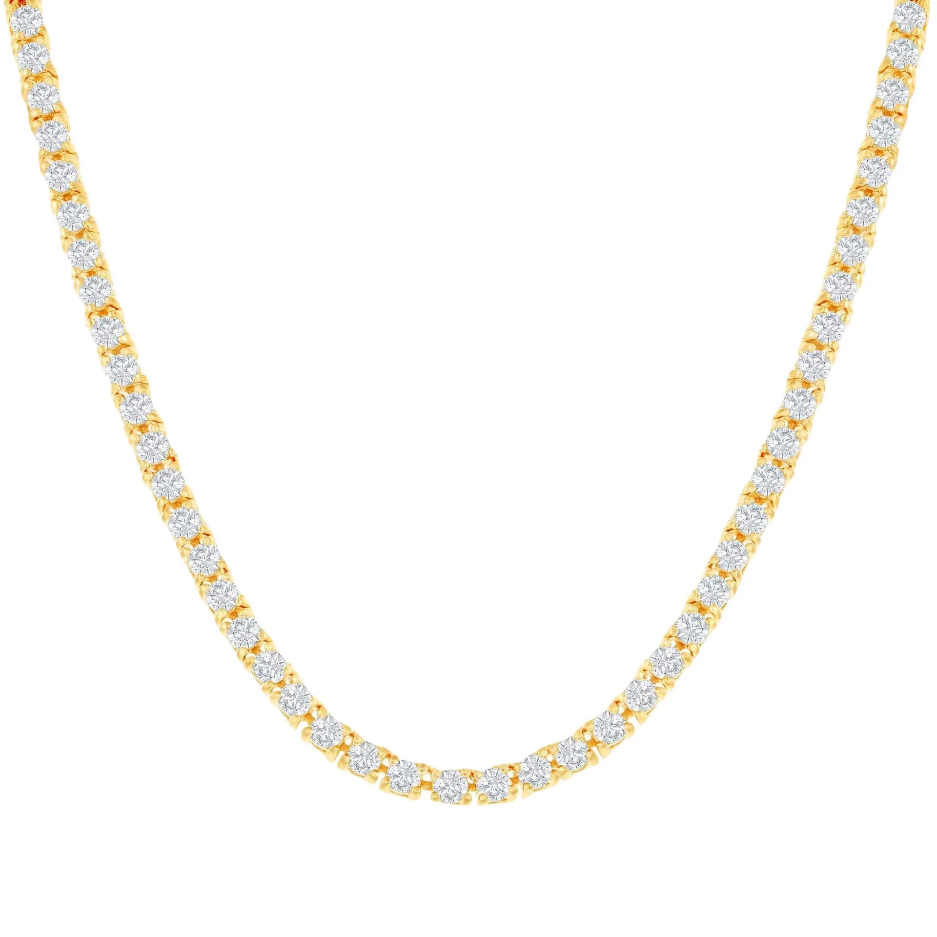 2023 Wholesale Gold Plated Clavicle Chain Classic Tennis Chain Necklace 3mm Square Crystal Zircon Clasp Necklace for Women