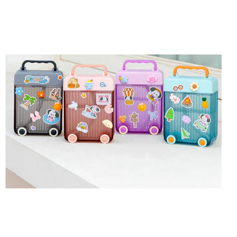 2023 New Cute Plastic Juice Bottle Suitcase 450ml Summer Fruit Water Drinking for Kids Boiling Water Applicable Infantile Bottle