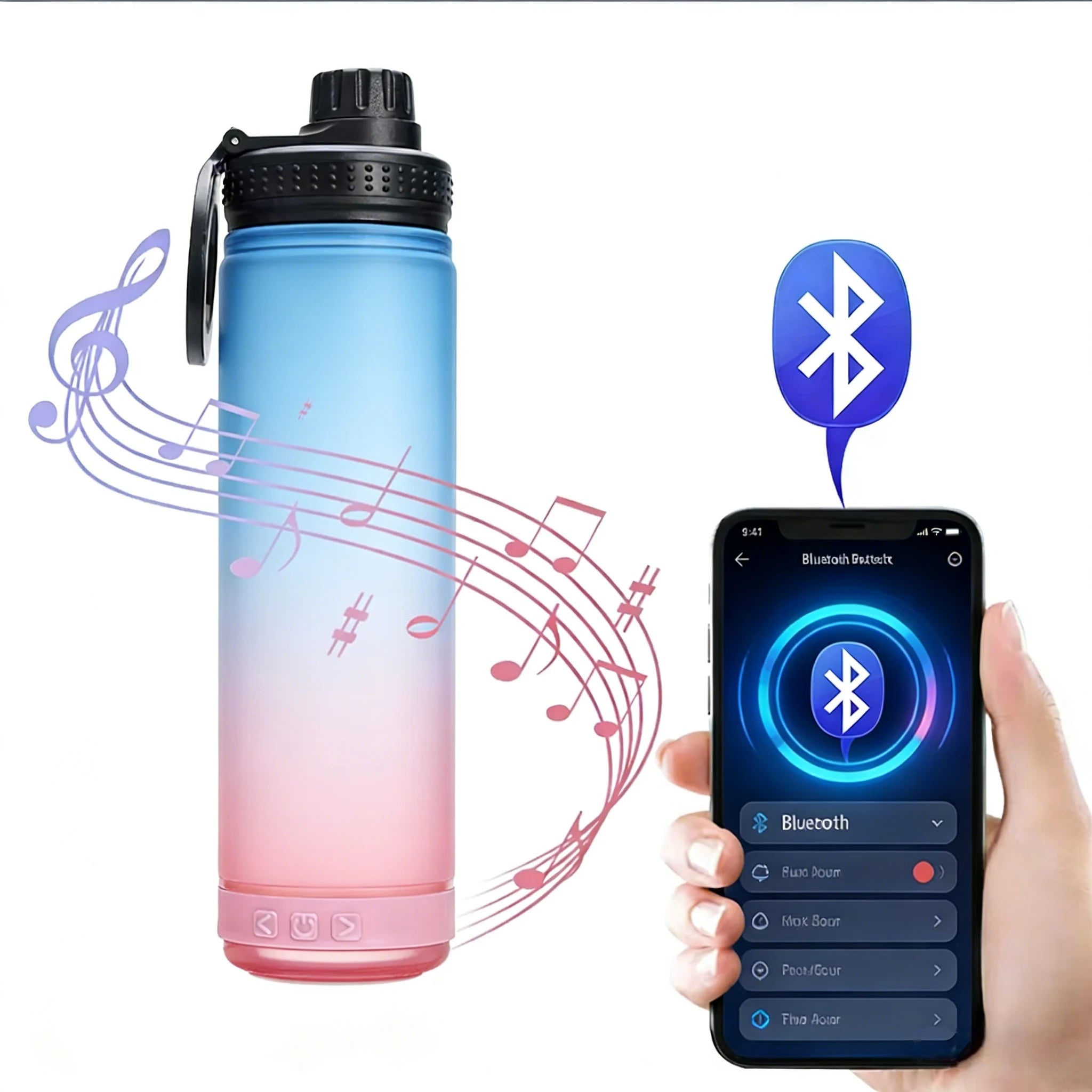 Custom logo 22oz  Wholesale Bulk Outdoor Use Water Bottles Stainless Steel Insulated with Wireless Speaker  Water Bottle